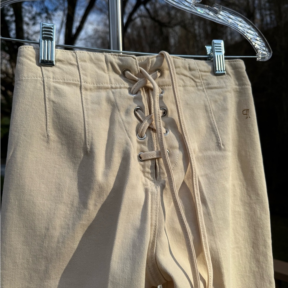 Pilcro Anthropologie Crop Pants/Jeans Size 23Tall Cream Back Tie Lace Up NWTS - Picture 8 of 9